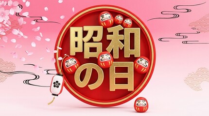 Traditional Japanese Daruma Dolls Celebrating Showa Day Festival