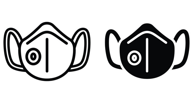 Medical face mask icon set featuring respiratory protection equipment for healthcare safety virus prevention surgical hygiene and industrial dust filtration