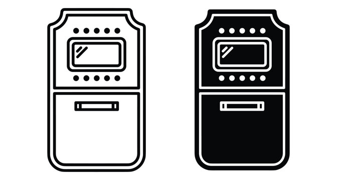 Ballistic riot shield icon set featuring outline and solid black versions for police law enforcement security and tactical defense equipment