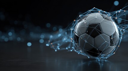 Naklejka premium Soccer ball surrounded by digital network conceptual illustration