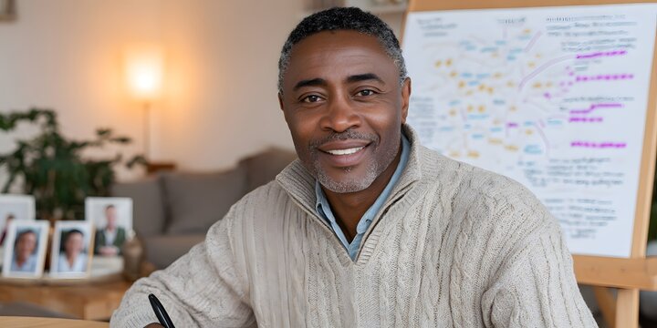 Psychologist prepares for session while creating a genogram for mapping