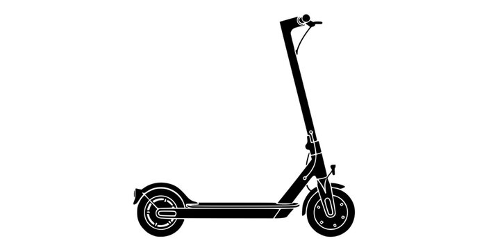 Electric Scooter Silhouette Vector - Modern Micro-Mobility Transit Icon
