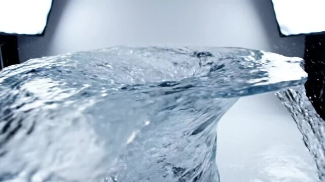 Whirlpool of water swirling in a white tub creating a captivating vortex effect for abstract design visuals