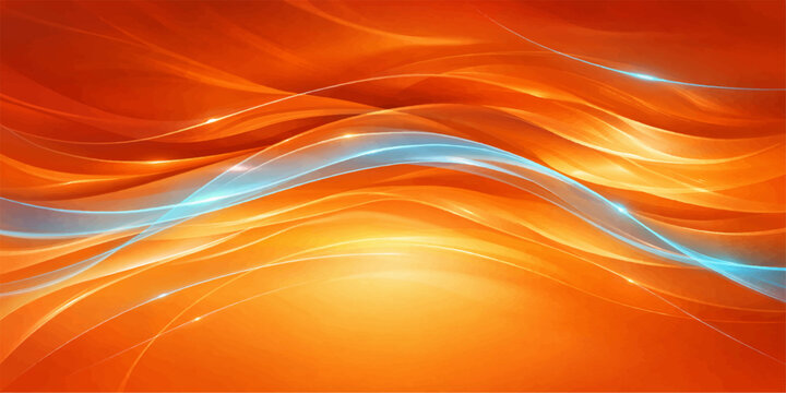 Abstract colorful background featuring a bright orange wave design with light yellow textures and red flame patterns for an energetic summer wallpaper backdrop