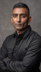 Fototapeta premium South Asian male security guard with serious expression