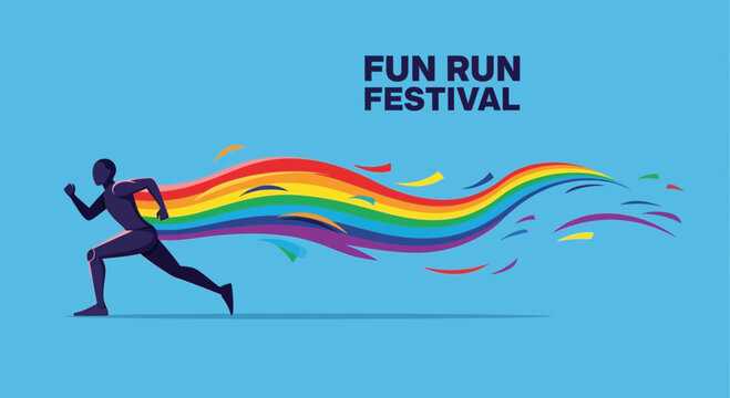 Vibrant Runner with Rainbow Swirls: Celebrating Fun Run Festival Events With Style