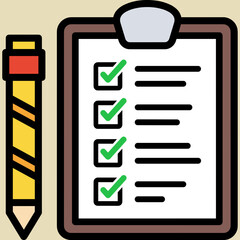 Fototapeta premium Checklist Clipboard Icon – Task List, Survey and Planning Vector Illustration