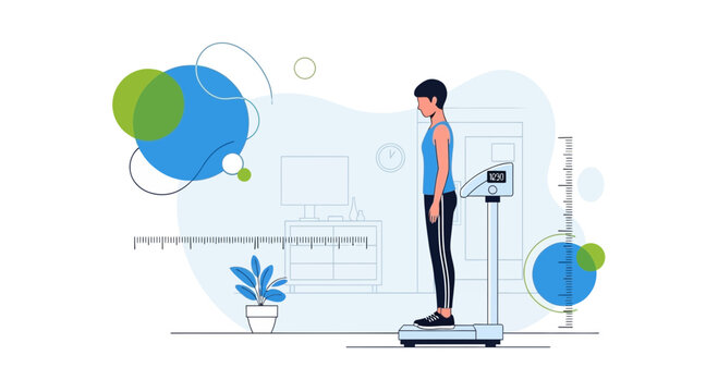 Person weighing on digital scale, health and fitness concept, weight loss, body composition analysis