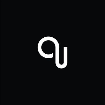 White lowercase letter a and u connected symbol on black background