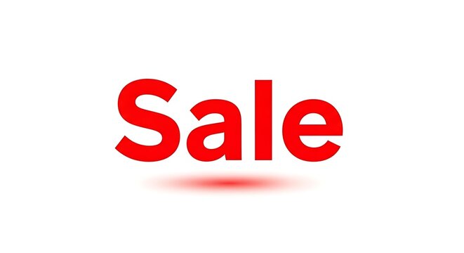Bold red text "Sale" with a subtle red shadow on a clean white background