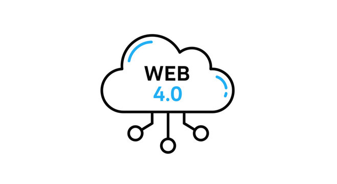 Web 4.0 Cloud Icon Illustrating Internet Connectivity and Modern Digital Technology
