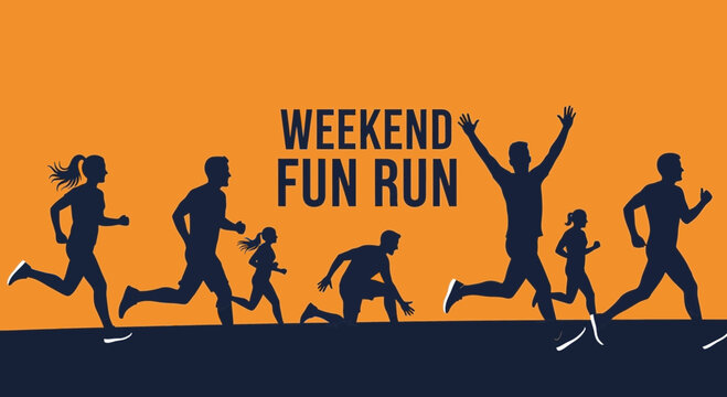 Weekend Fun Run Silhouettes: Dynamic Movement, Community, and Recreational Activity