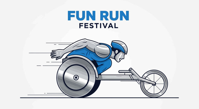 Wheelchair Athlete Participating In A Fun Run Festival With Speed And Determination