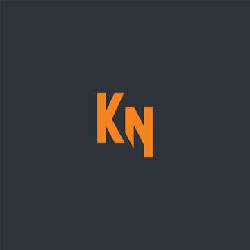 Orange KN letters on dark grey background  simple graphic