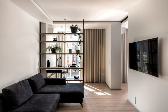 Apartment in contemporary style with white walls