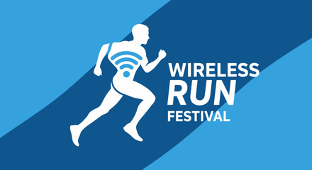 Obraz premium Wireless Run Festival Promoting Connectivity and Speed in Sports and Fitness Events