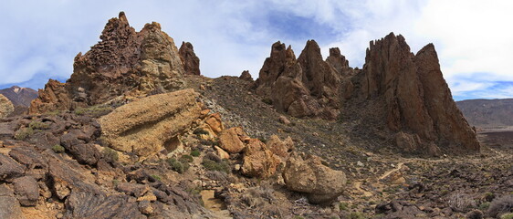 Rock formation at the hiking track "Sendero 3" through Roques de Garcia in Teide National Park on Tenerife, Canary, Canary Islands, Spain, Europe  © kstipek