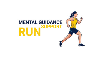 Fototapeta premium Woman Running Depicted With Mental Guidance And Supportive Encouragement Concept