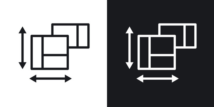 House plan icons set in black and white stroke lines