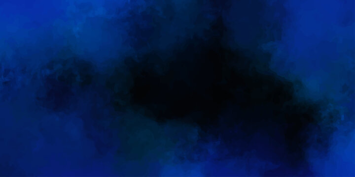 Dark blue and black abstract watercolor texture background with moody smoky atmospheric paint splash effect