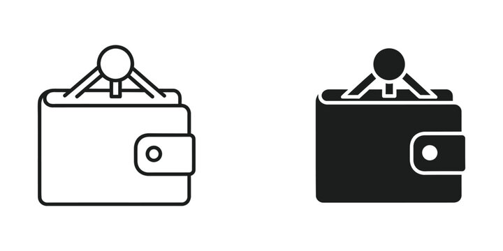 Contrasting wallet icons with different fill styles for visual emphasis