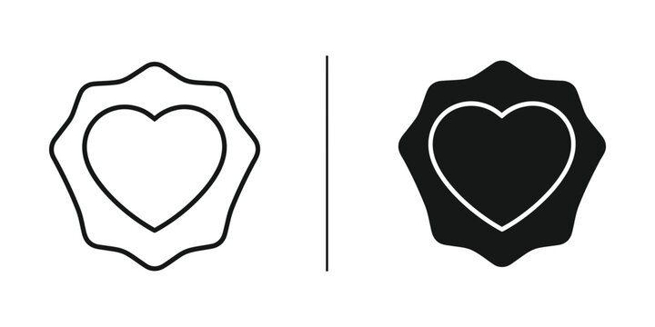 A stylized heart shape with both outline and filled versions displayed side by side