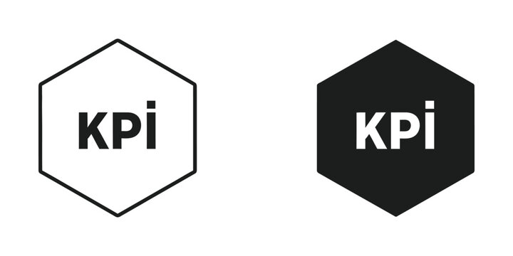 Contrasting kpi logos displayed on hexagonal backgrounds with different color schemes