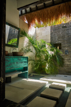 Outdoor tropical bathroom Iterior design