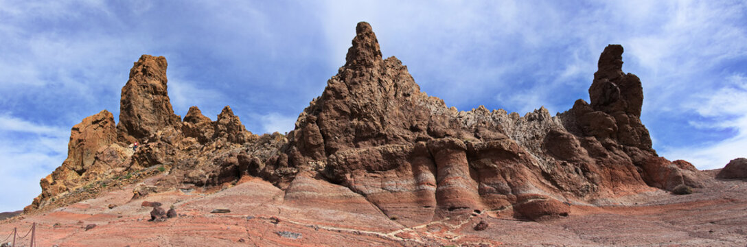Rock formation at the hiking track "Sendero 3" through Roques de Garcia in Teide National Park on Tenerife, Canary, Canary Islands, Spain, Europe
