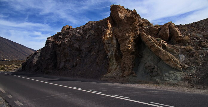 Rock formation at the road TF-21 in Teide National Park on Tenerife, Canary, Canary Islands, Spain, Europe
