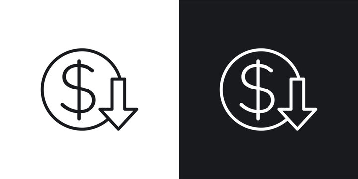 Lower cost icons set in black and white stroke lines