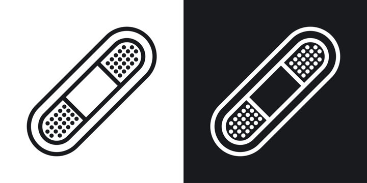 Medical patch icons set in black and white stroke lines