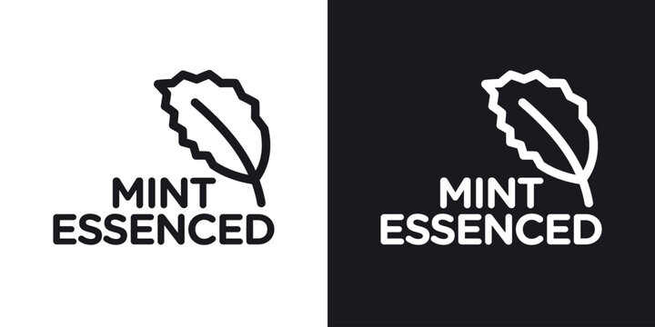 Mint essenced icons set in black and white stroke lines