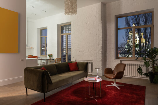 Apartment in contemporary style with colorful furniture