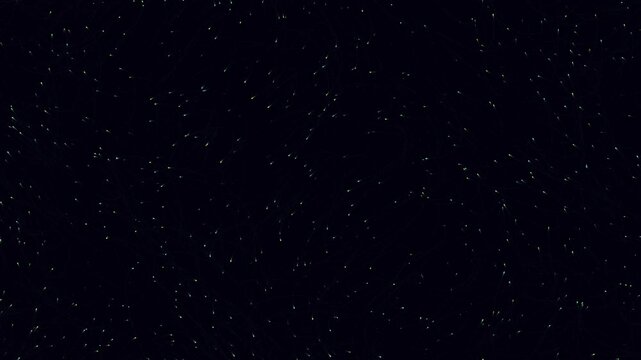 Cinematic starfield background with twinkling stars, deep space night sky animation, cosmic galaxy particles moving through dark void
