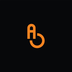 Orange letter a and b link symbol on black background © Mahamud