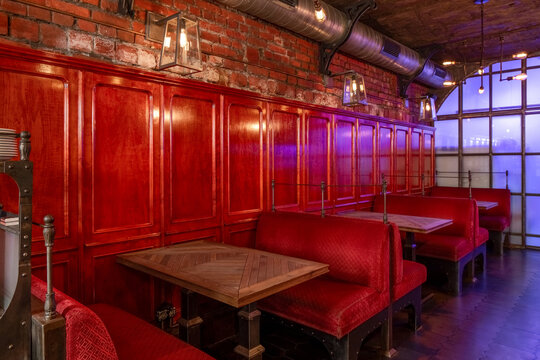 Bar in loft style with vintage furniture