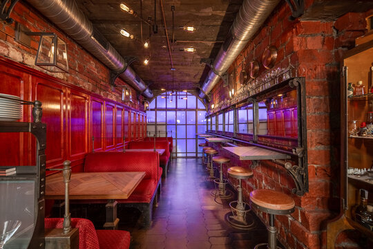 Bar in loft style with vintage furniture