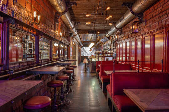Bar in loft style with vintage furniture