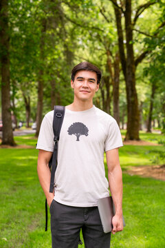 Portrait of college student looking at camera