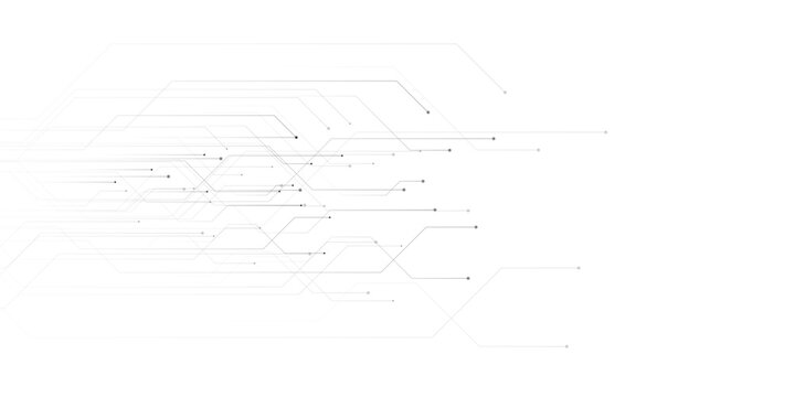 Abstract technology circuit board vector, futuristic digital network lines on white background, minimalist high-tech data flow connection pattern