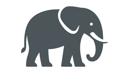 Fototapeta premium Modern Flat Vector Icon Illustration of an Elephant Silhouette on a White Background; Minimalist Wildlife Mammal Graphic for Logo Design, Web Interface, and Nature Branding Projects.