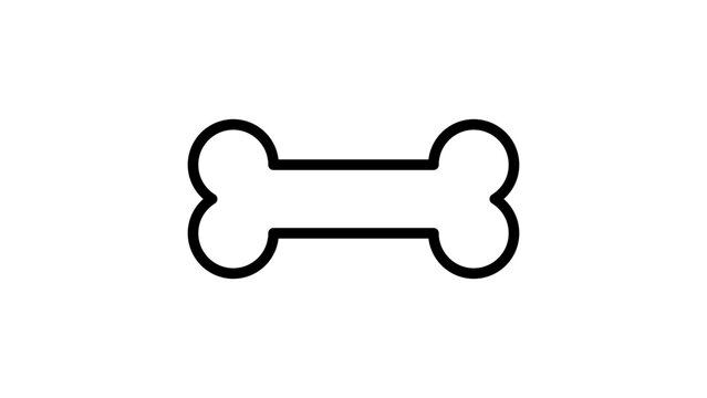 Minimalist Dog Bone Vector Icon Illustration with Editable Stroke. Clean Black Line Art Outline of a Classic Cartoon Style Bone for Pet Care, Veterinary, and Animal Shop Branding Design Projects.