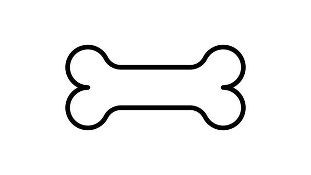 Minimalist Dog Bone Vector Icon with Editable Stroke. A clean, hand-traced black line illustration of a classic cartoon pet bone, perfect for animal care, veterinary, and dog-themed graphic design.