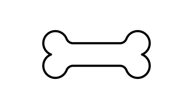 Dog Bone Minimalist Black Line Vector Icon Illustration on a White Background Representing a Classic Cartoon Style with Editable Stroke for Pet Care, Veterinary, and Animal Related Graphic Design