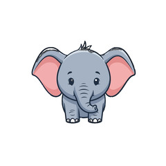 Obraz premium Cute Cartoon Elephant Closeup Portrait.