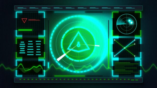 Cyber and security background featuring radar patterns, waves, and a globe; hackers, the internet, wallpaper, 2D, blue