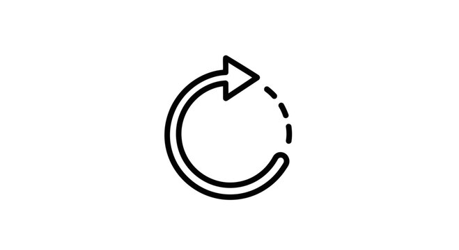 Circular arrow icon indicating refresh, reload, or repeat action on white background