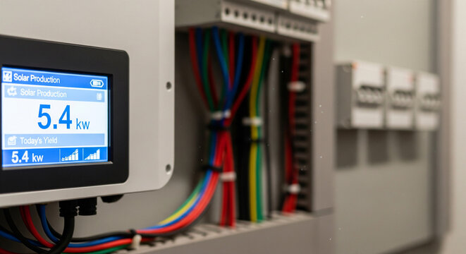 Energy readings from solar inverter display showing increase in power output