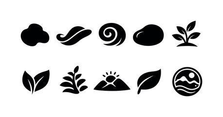 Obraz premium Collection of abstract nature and landscape icons in a simple, modern style